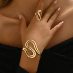 Serpentine Wave Gold Cuff & Ring